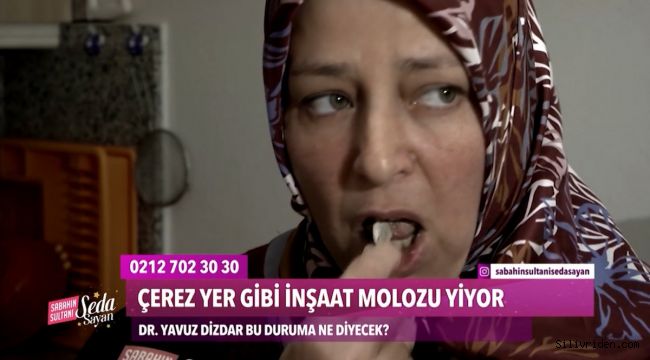 Çerez gibi inşaat molozu yiyen kadın, köyden toprak getirtiyor