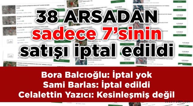 38 arsadan sadece 7'sinin satışı iptal edildi