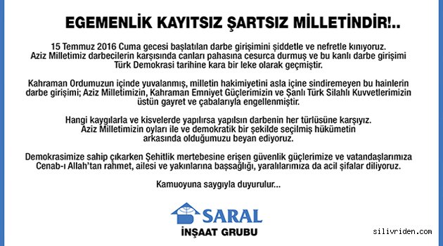 Darbe girişimini kınıyoruz